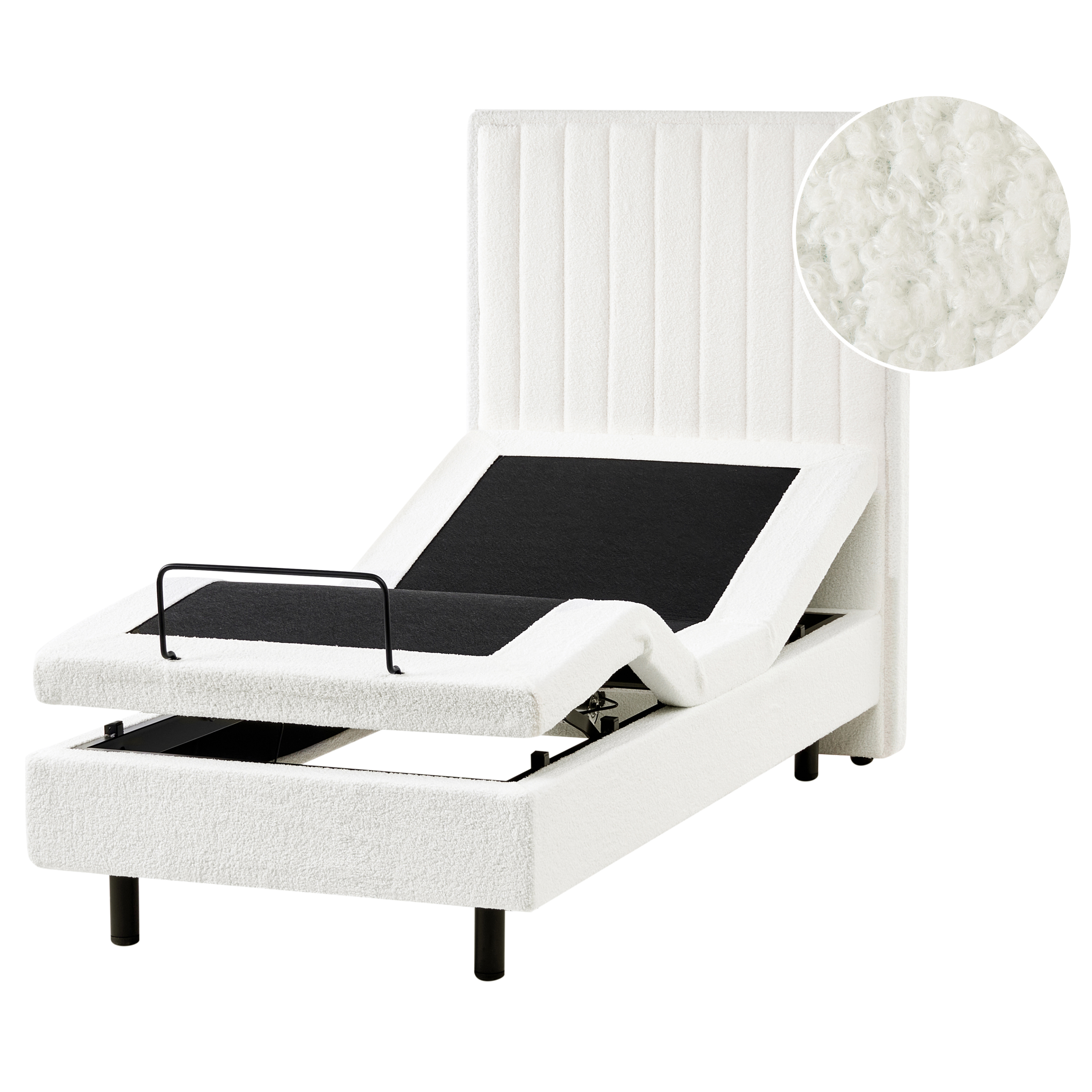 Justerbar seng Boucle CASTELLAN 80 x 200 cm Cremehvid