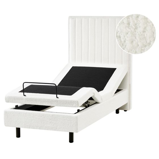 Justerbar seng Boucle CASTELLAN 80 x 200 cm Cremehvid