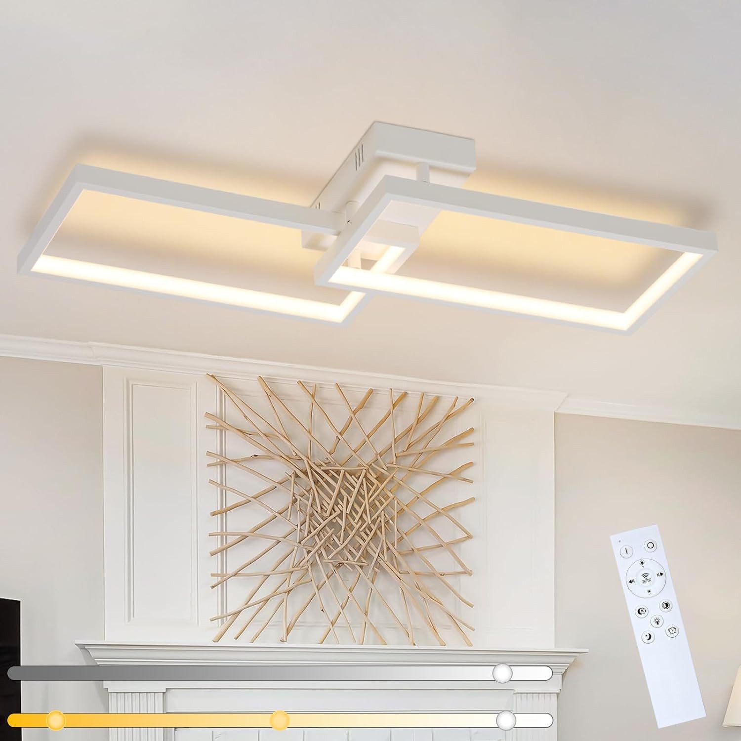 NETTLIFE LED loftlampe hvid metal 48W 80cm, dæmpbar, rektangulær