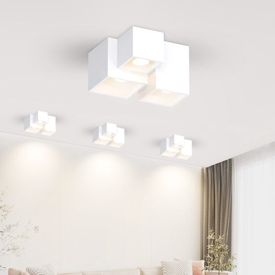 NETTLIFE hvid påbygningsspot GU10, firkantet påbygningsspot 40W gips, lille moderne loftslampe