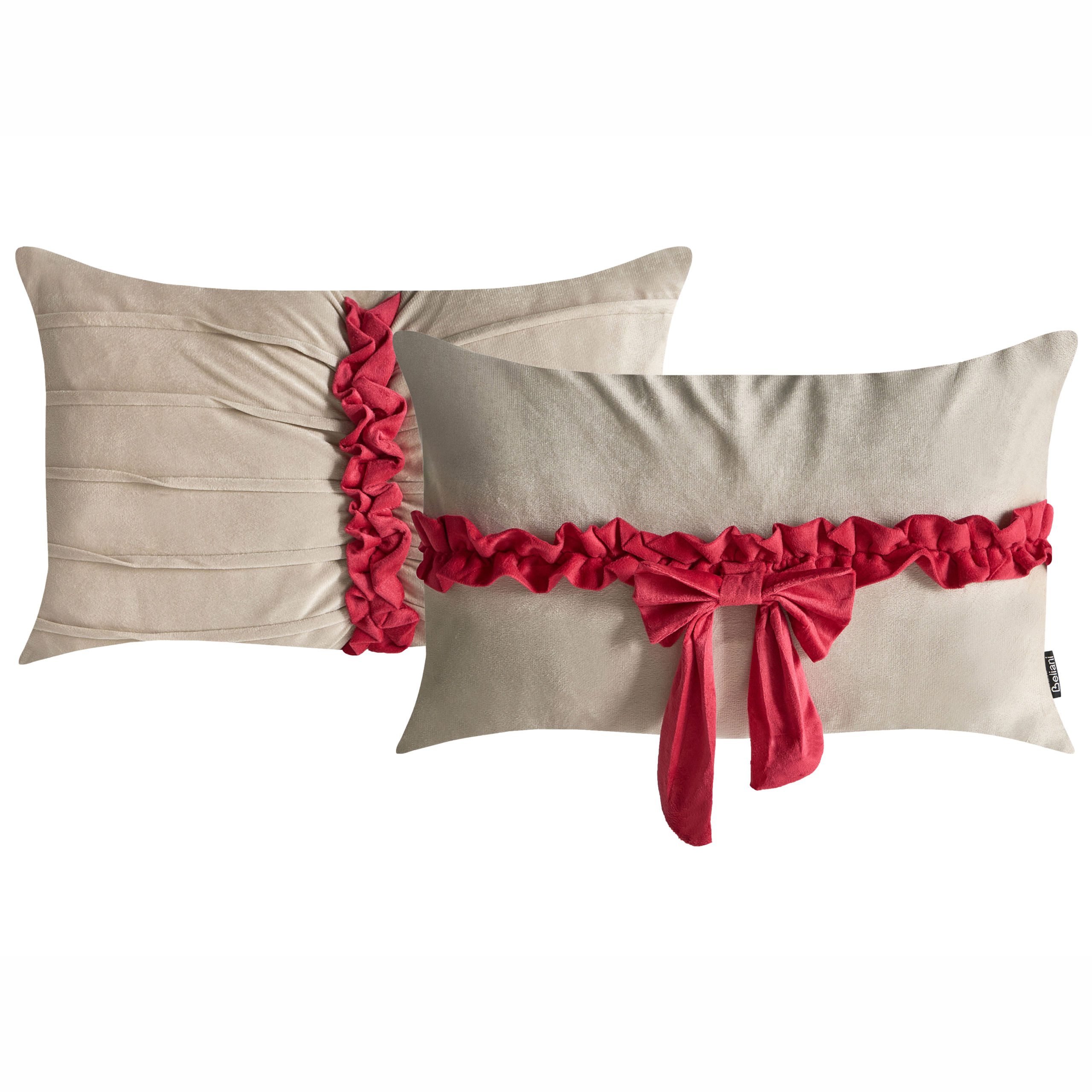 Sæt af 2 pyntepuder BELLE 50 x 30 cm Velour Brungrå Julemønster