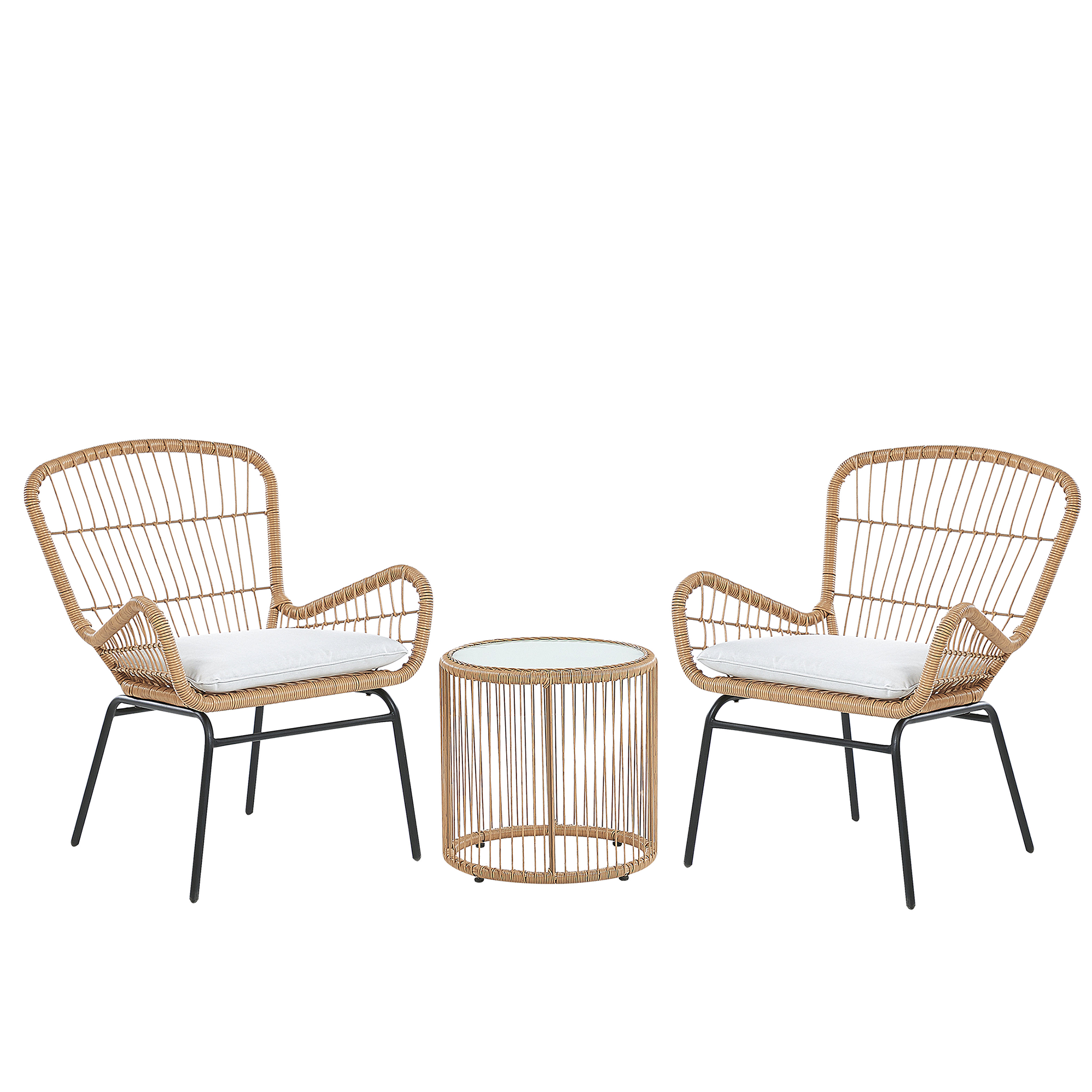 Altansæt med puder LABICO PE-rattan Lysebrun