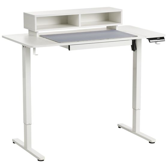 Elektrisk justerbart hæve sænkebord LUCAMA 120 cm 60 cm med USB-port Hvid