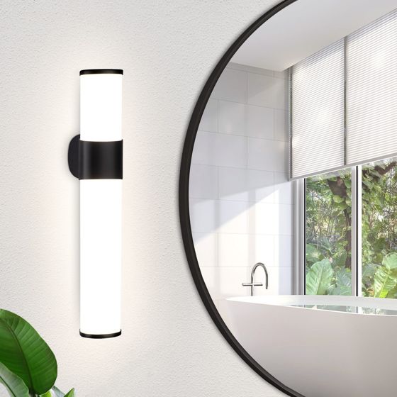 NETTLIFE LED - badeværelse, væglampe, LED - badeværelse, spejllampe - moderne, sort 6W 30cm vandtæt, IP44 neutral hvid 4000K