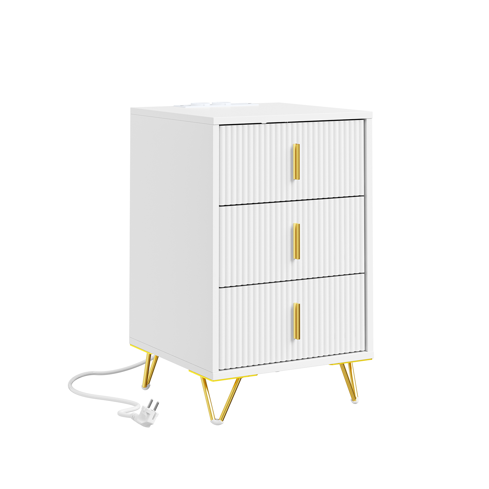 Nattbord med 3 skuffer, hvid, 40.0x36.5x63.5 cm, FBT115-L-E-W