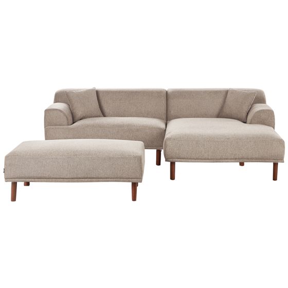 Hjørnesofa HOLT med fodskammel Brungrå Venstrevendt