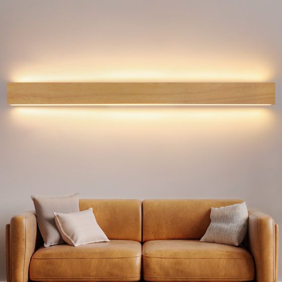 NETTLIFE LED-væglampe i træ til indendørs brug, 100 cm, 36 W, indirekte lys opad og nedad, 3000 K varm hvid