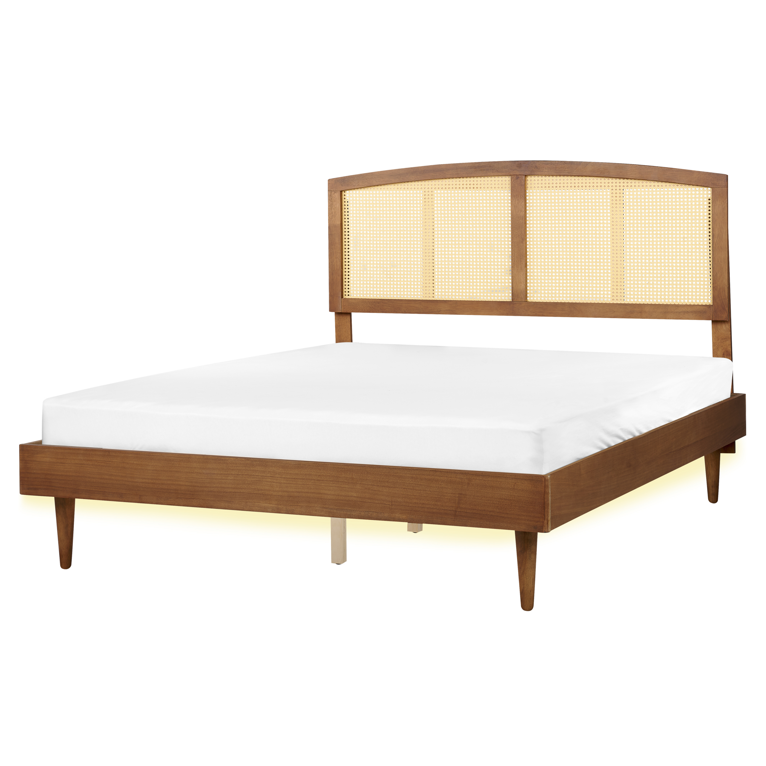 Seng med LED Rattan VARZY 160 x 200 cm Brun