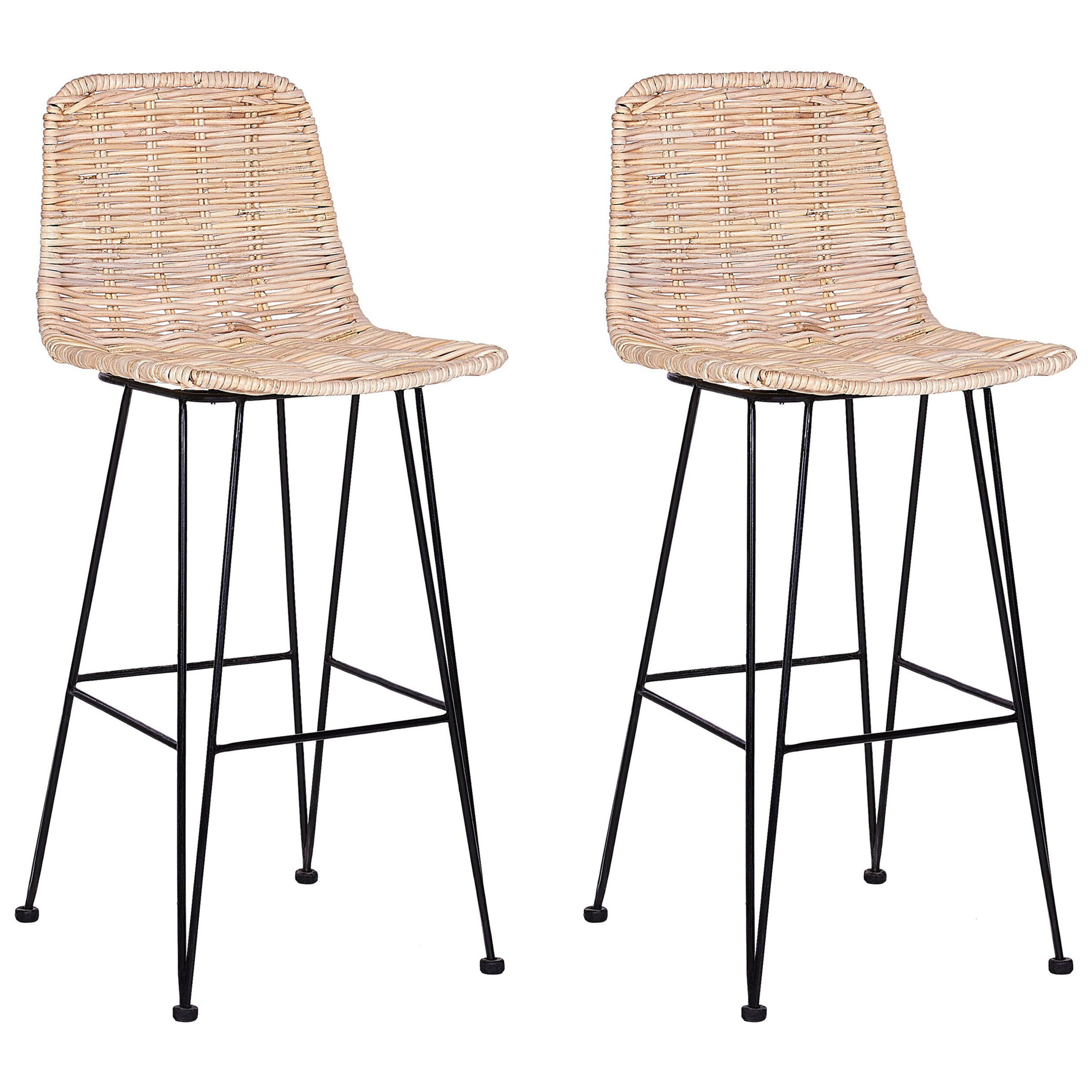 Sæt med 2 barstole CASSITA Rattan Naturlig