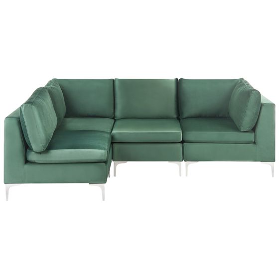 Hjørnesofa modul 4 personers EVJA Velour Grøn Højrevendt