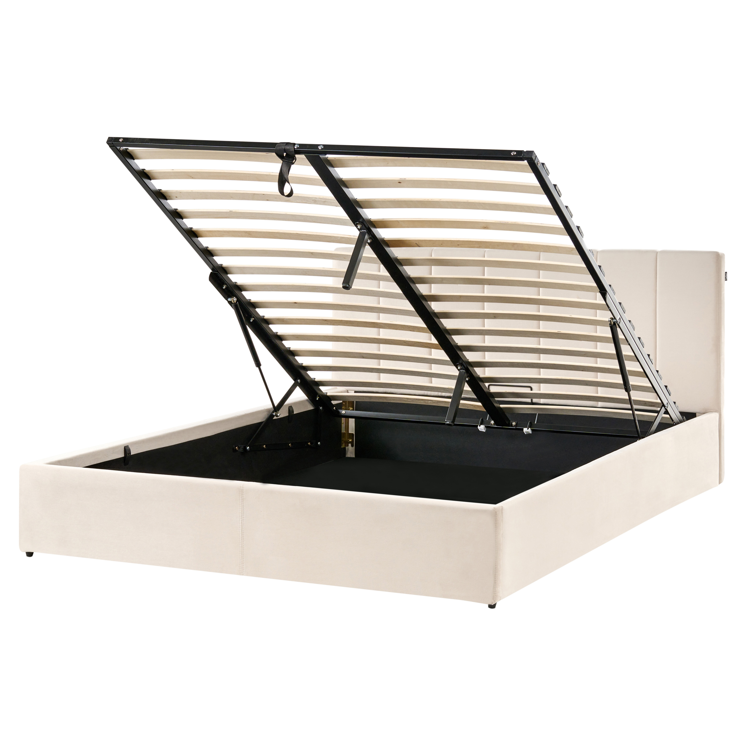 Seng med opbevaring DREUX Velour Lys Beige 160 x 200 cm