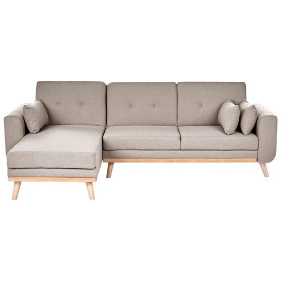 Hjørnesovesofa 3 personers KAARINA Beige Højrevendt