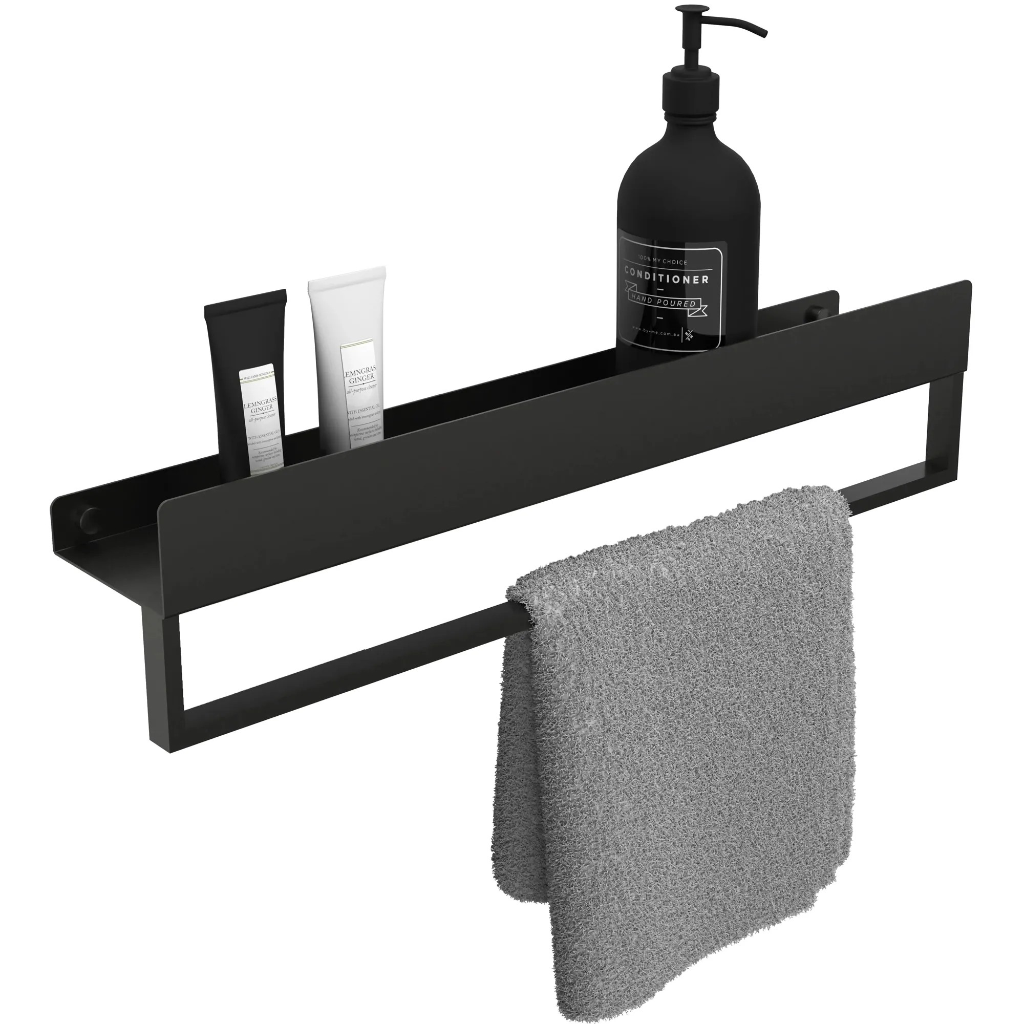 REA badeværelseshylde til badekar SF01-600-B 60cm Sort, 60x9x11cm