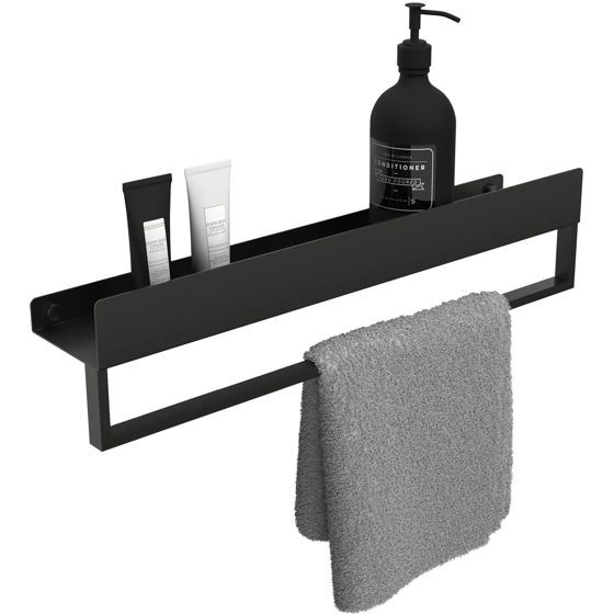 REA badeværelseshylde til badekar SF01-600-B 60cm Sort, 60x9x11cm