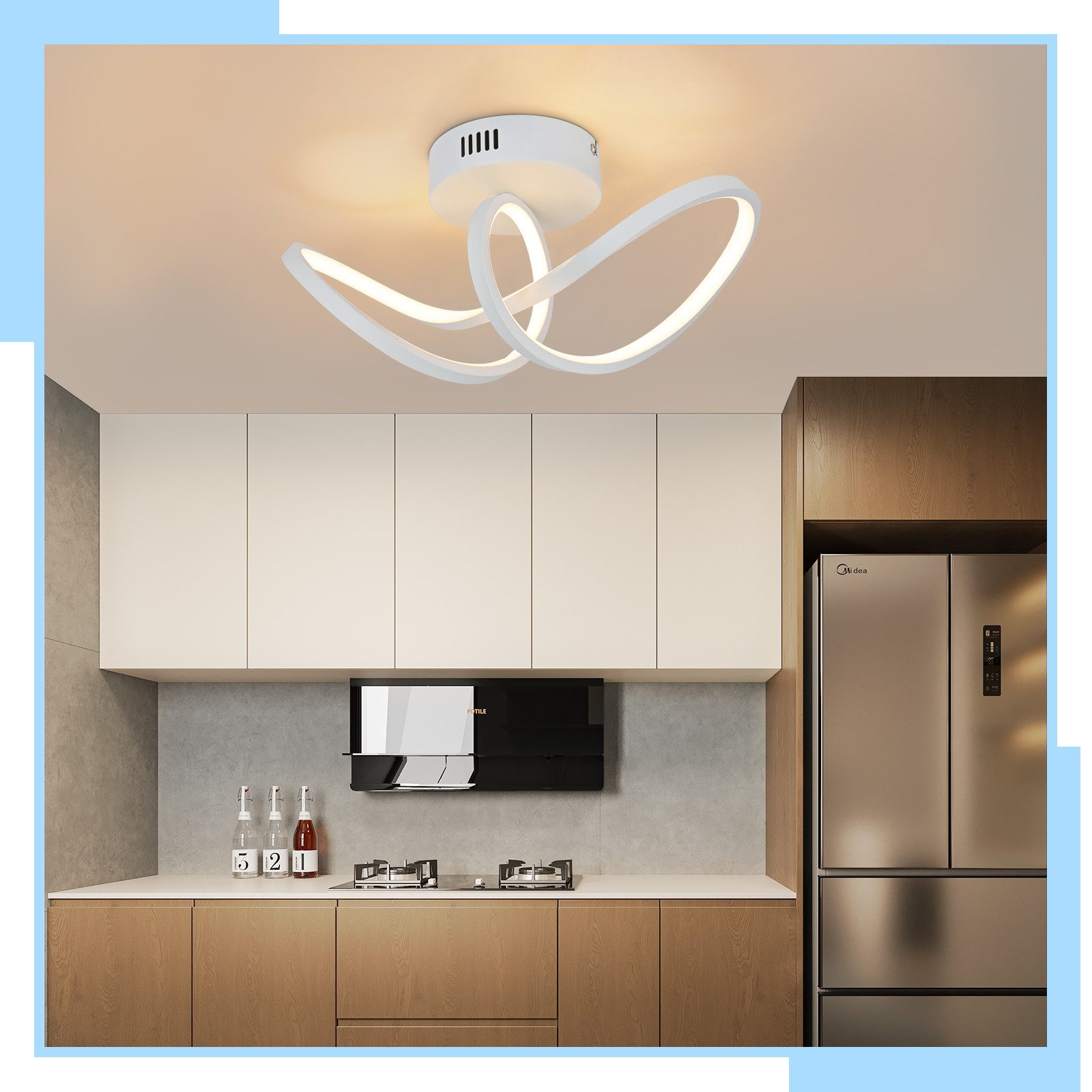 NETTLIFE moderne, LED loftlampe, til stue, sort, 12W, til indendørs brug, 3000K, LED