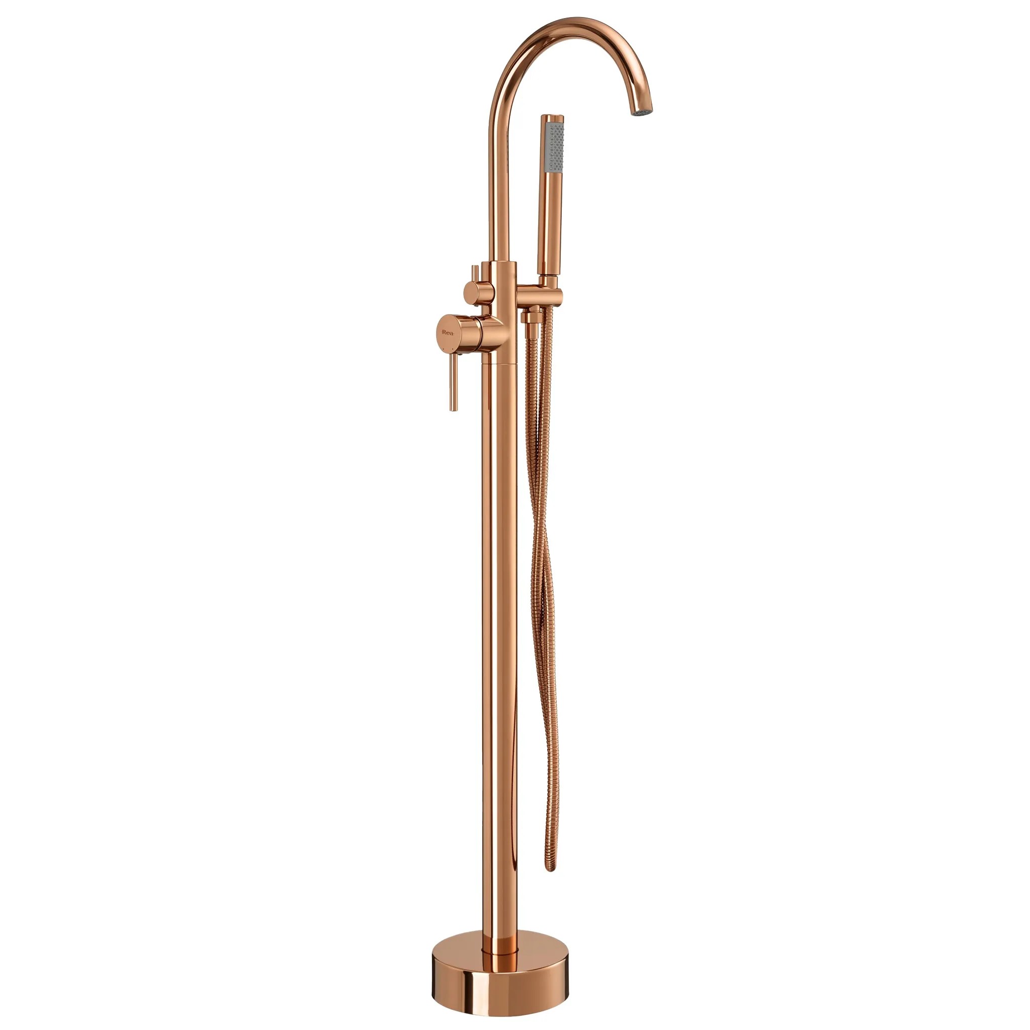 REA gulvmonteret badekarsarmatur Lungo Kobber, 21x20x111cm