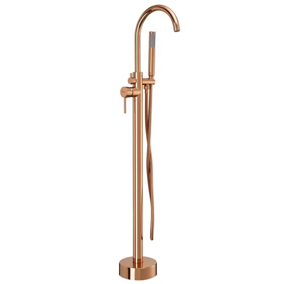 REA gulvmonteret badekarsarmatur Lungo Kobber, 21x20x111cm