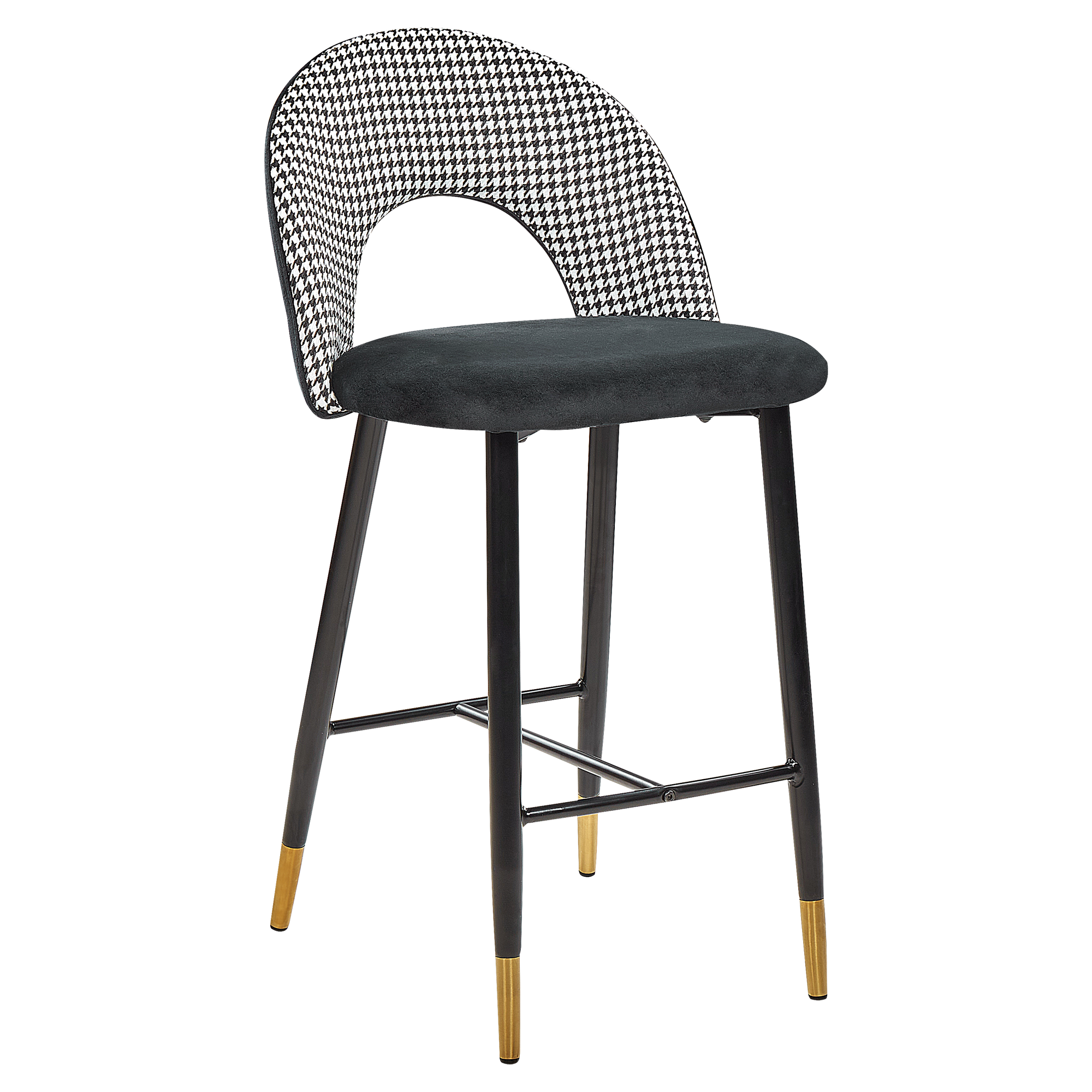 Sæt med 2 barstole FALTON Velour Sort/hvid