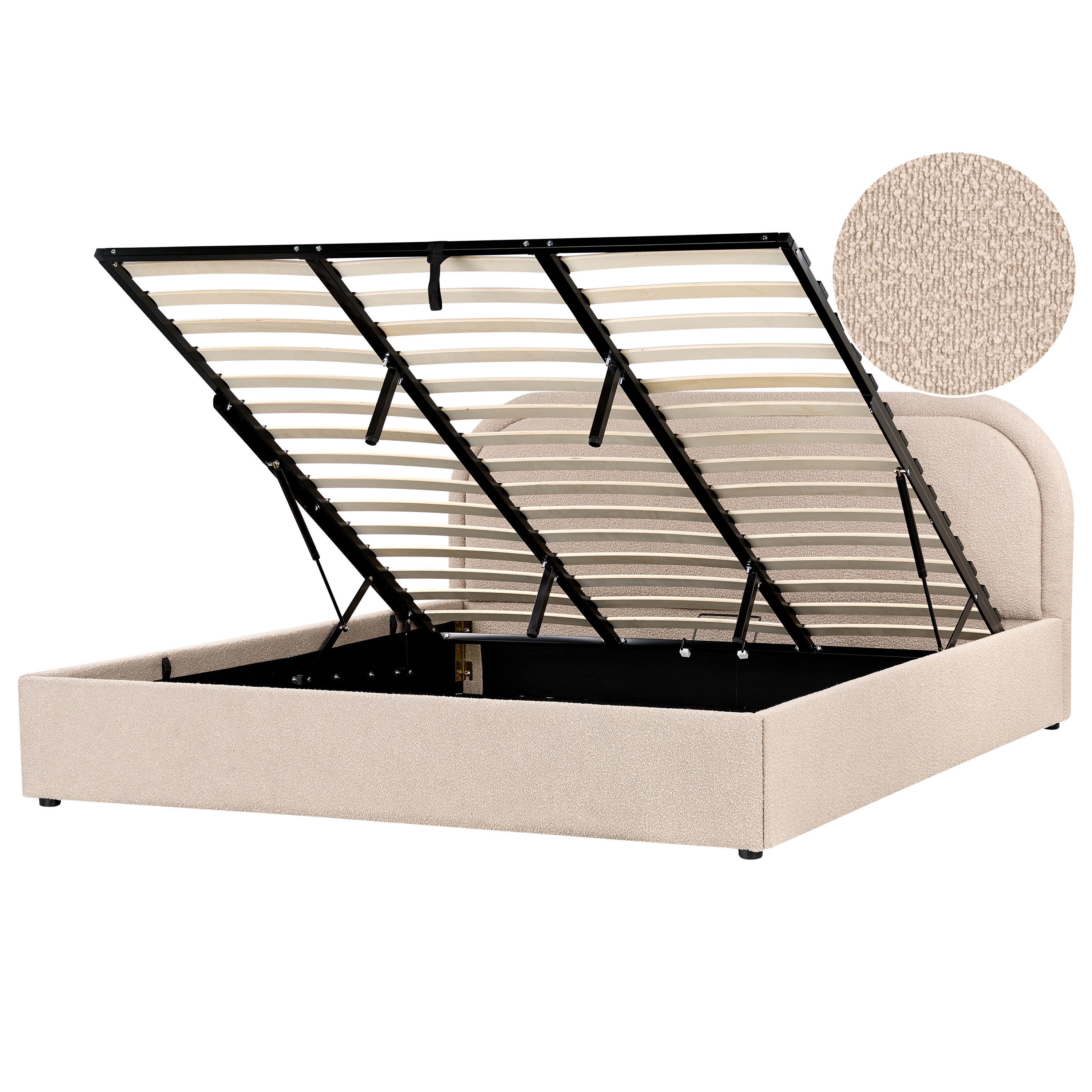 Seng med opbevaring QUILLIEN Boucle Beige 180 x 200 cm