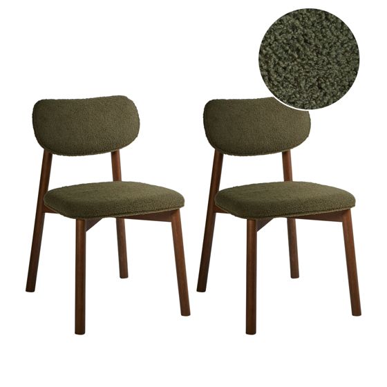Sæt med 2 spisebordsstole MILLS Boucle Brun / Grøn