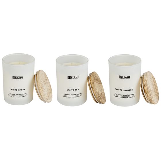 Sæt med 3 duftlys SIMPLICITY Soja voks Fresh notes Blomster noter