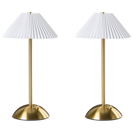 Sæt af 2 trådløse LED-bordlamper RUBA Med dæmpning Metal Guld