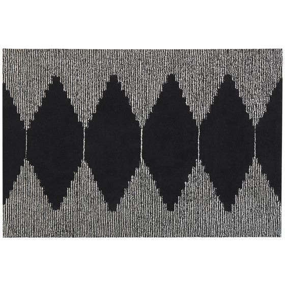 Gulvtæppe BATHINDA Sort/hvid 140 x 200 cm Bomuld