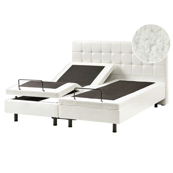 Justerbar seng Boucle DUKE 160 x 200 cm Cremehvid