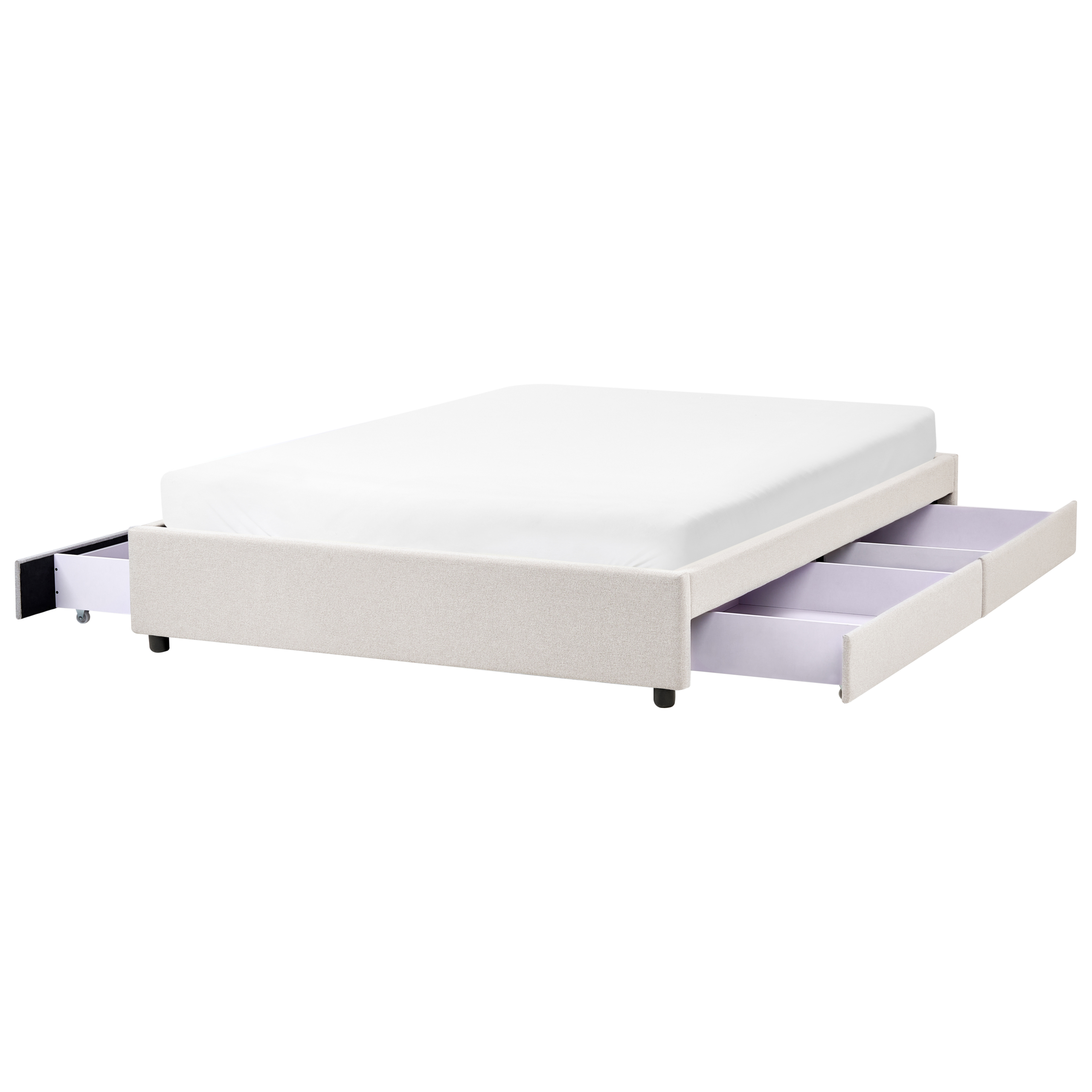 Seng med opbevaringsskuffer uden sengegavl PRADES Lys Beige 160 x 200 cm