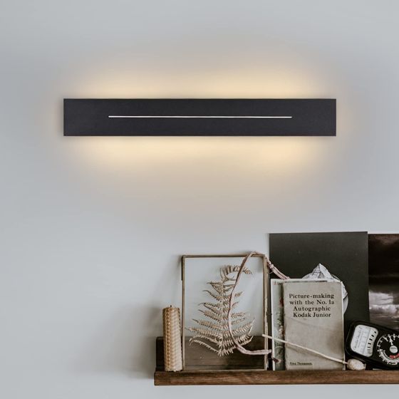 NETTLIFE Indendørs Væglampe LED - Væglampe, 30CM Moderne Korridorlampe Varm Hvid Soveværelse, Sort Trappelampe, 8W Væglampe