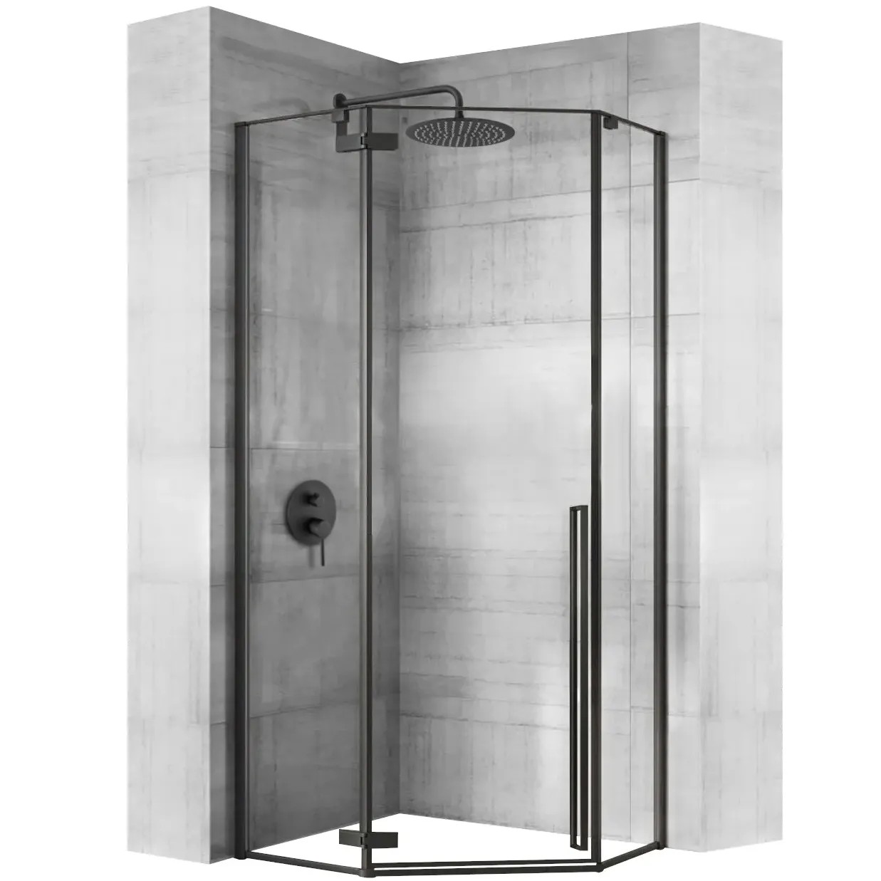 REA brusekabine DIAMOND 100x100 Sort, 55,5x55,5x195cm
