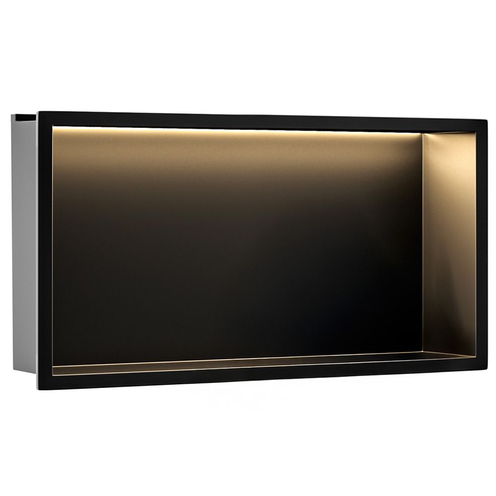 REA indbygget badeværelseshylde led30x60 Sort, 10x60x30cm
