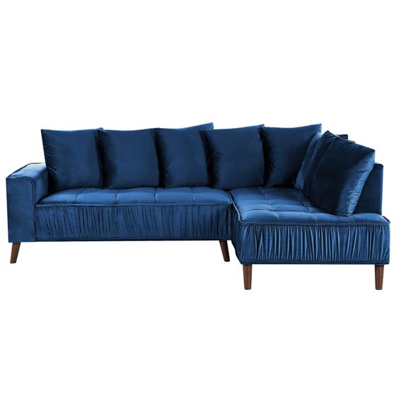 Hjørnesofa 3 personers GRENA Velour Navy Blå Venstrevendt