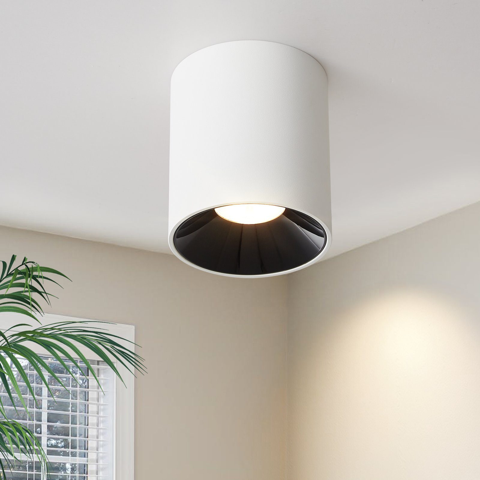 NETTLIFE 3000K 7W LED - påbygningsspotlight, hvid, rund, moderne, varm hvid, flad loftspotlight, loftslampe