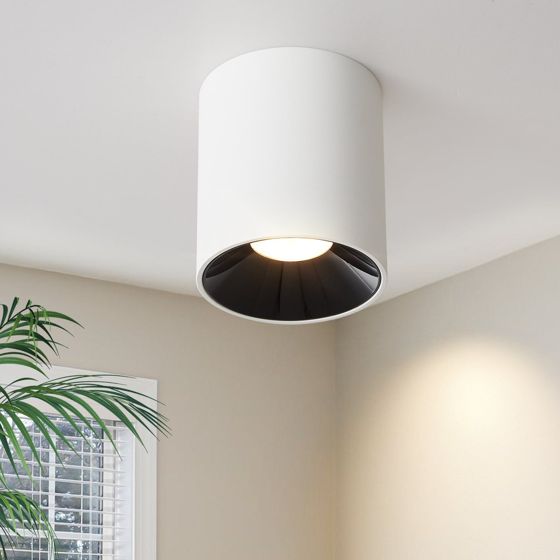 NETTLIFE 3000K 7W LED - påbygningsspotlight, hvid, rund, moderne, varm hvid, flad loftspotlight, loftslampe