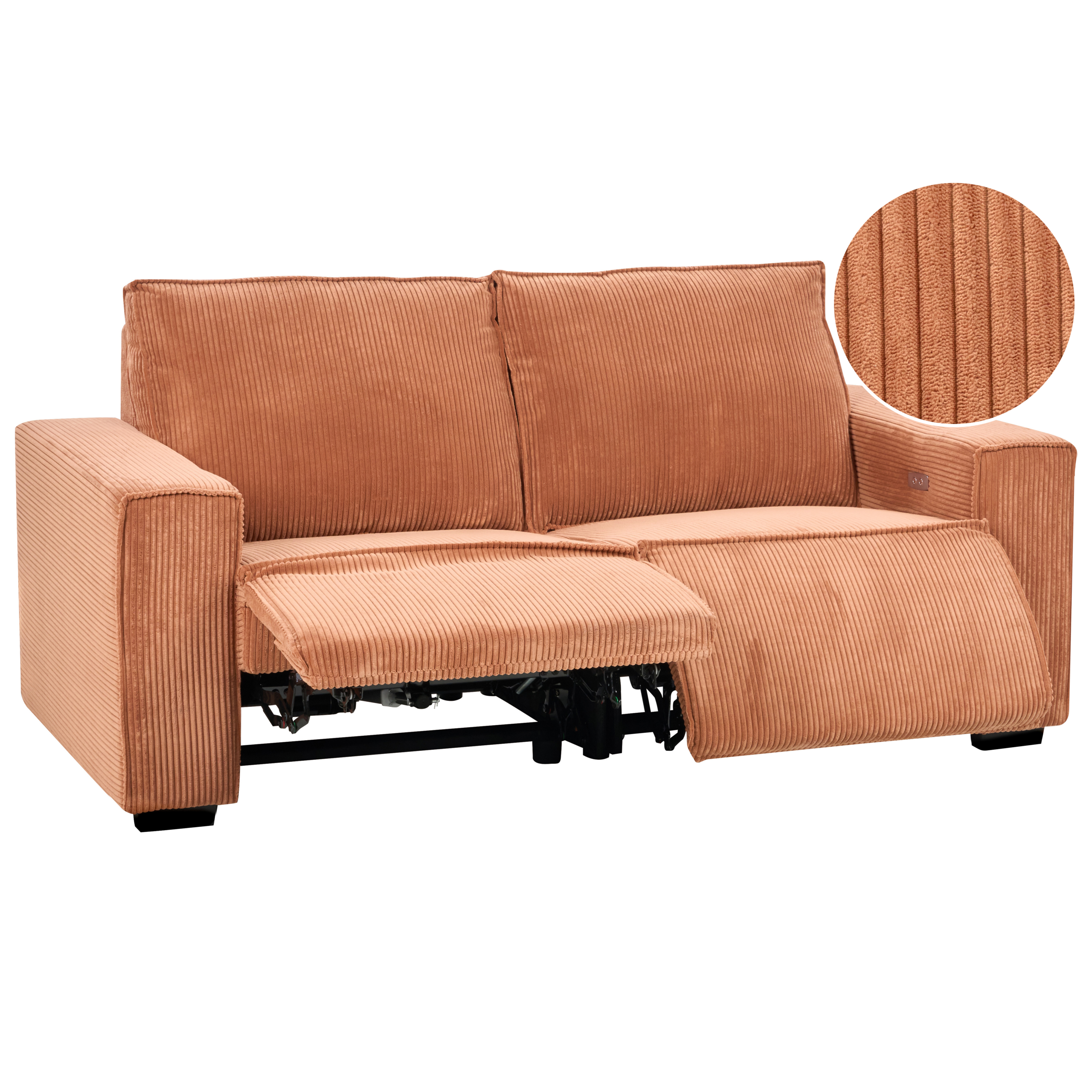 Elektrisk recliner sofa 2 personers NUKARI Fløjl Orange