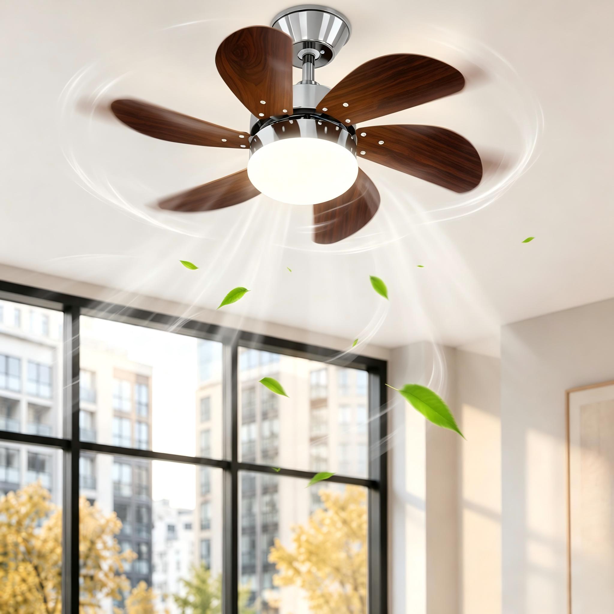 NETTLIFE hvid loftsventilator med lys, fjernbetjening, støjsvag, timer, 6 blade, til soveværelset