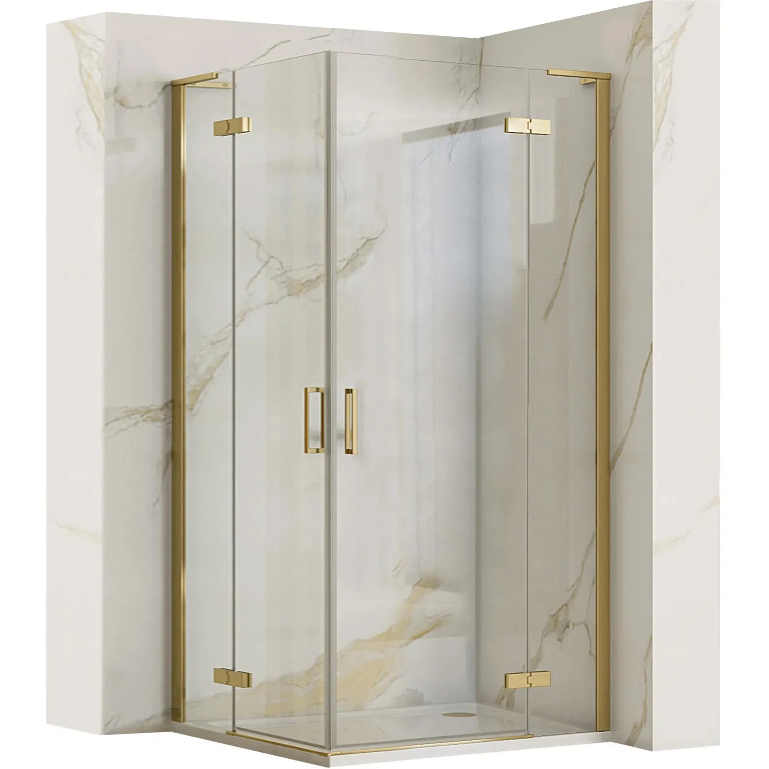 REA brusekabine HUGO 90x90 Børstet guld, 88x88x200,5cm