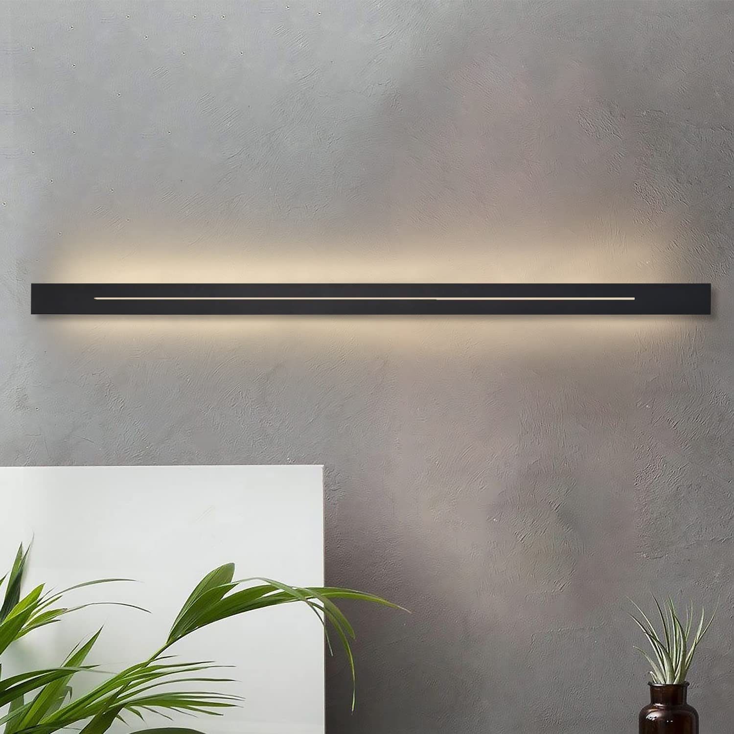 NETTLIFE LED - væglampe, til indendørs brug - moderne, soveværelse 100 cm korridorlampe, varm hvid, 31W, sort trappelampe, væglampe