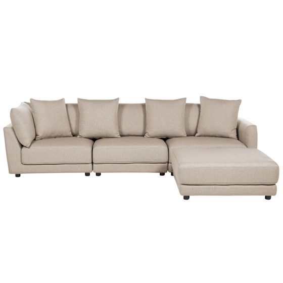 Sofa 3 personers SIGTUNA med fodskammel Beige