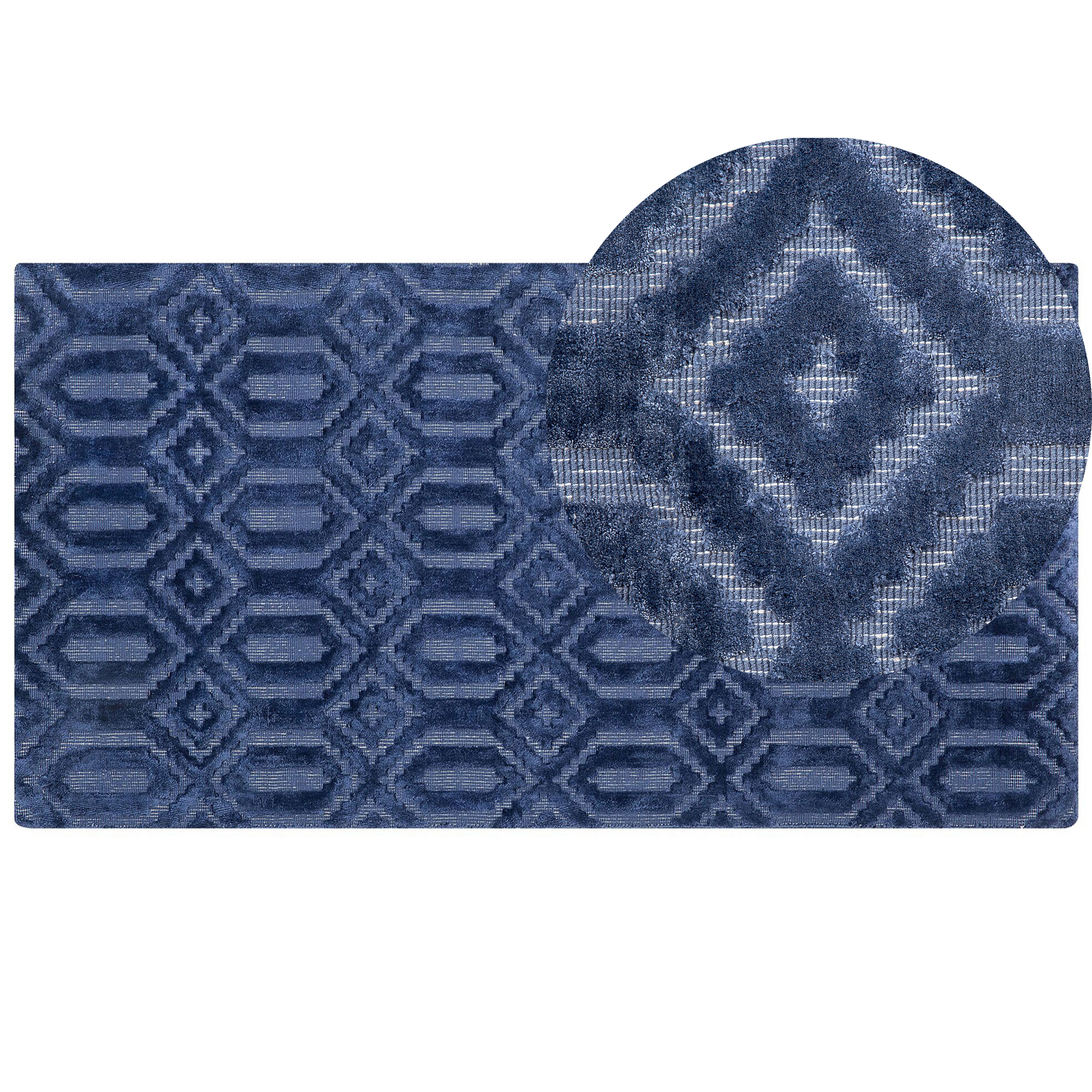 Gulvtæppe ADATEPE Navy Blå 80 x 150 cm Viskose
