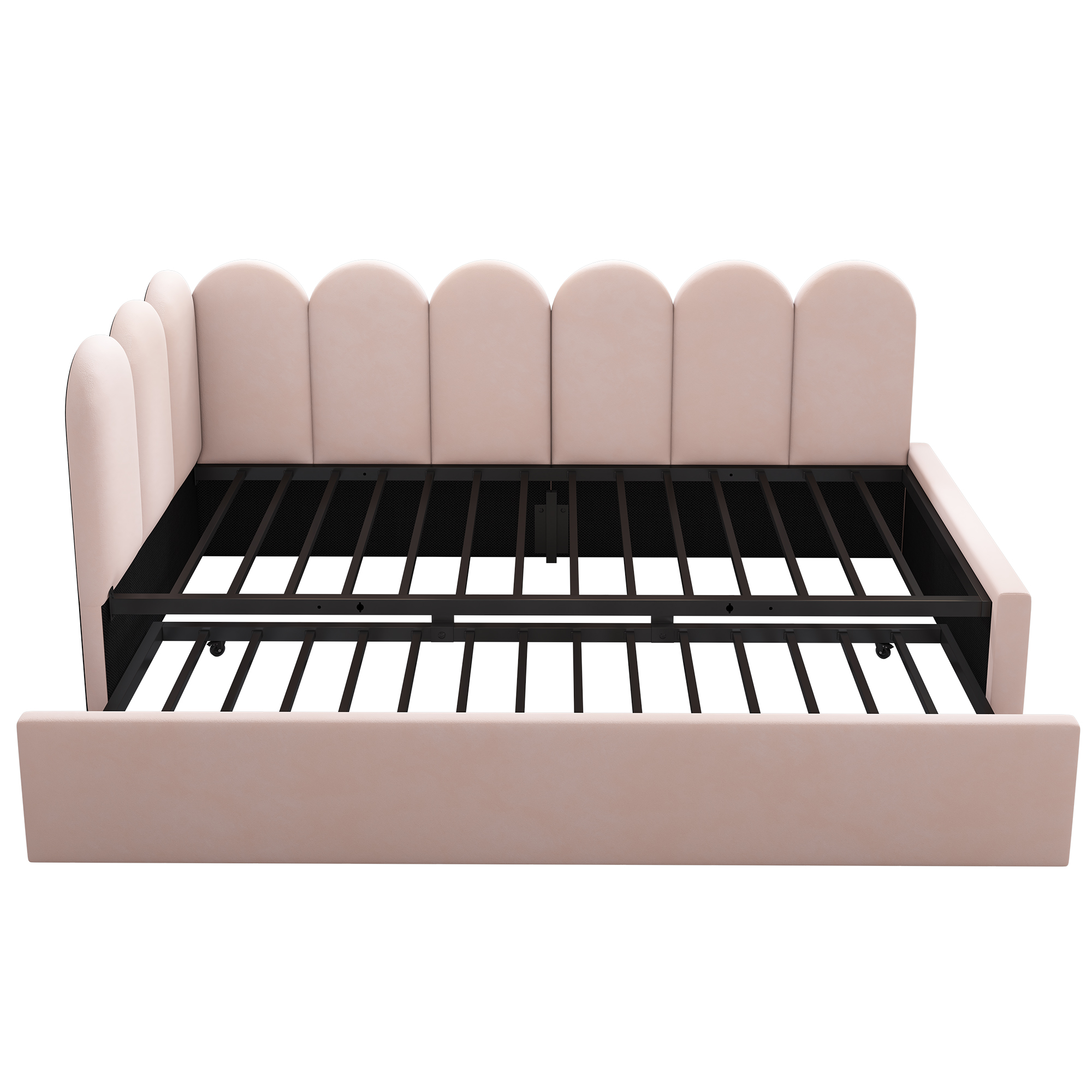 Sovesofa 90 x 200 cm, pink fløjl, udtrækkelig 90x190cm