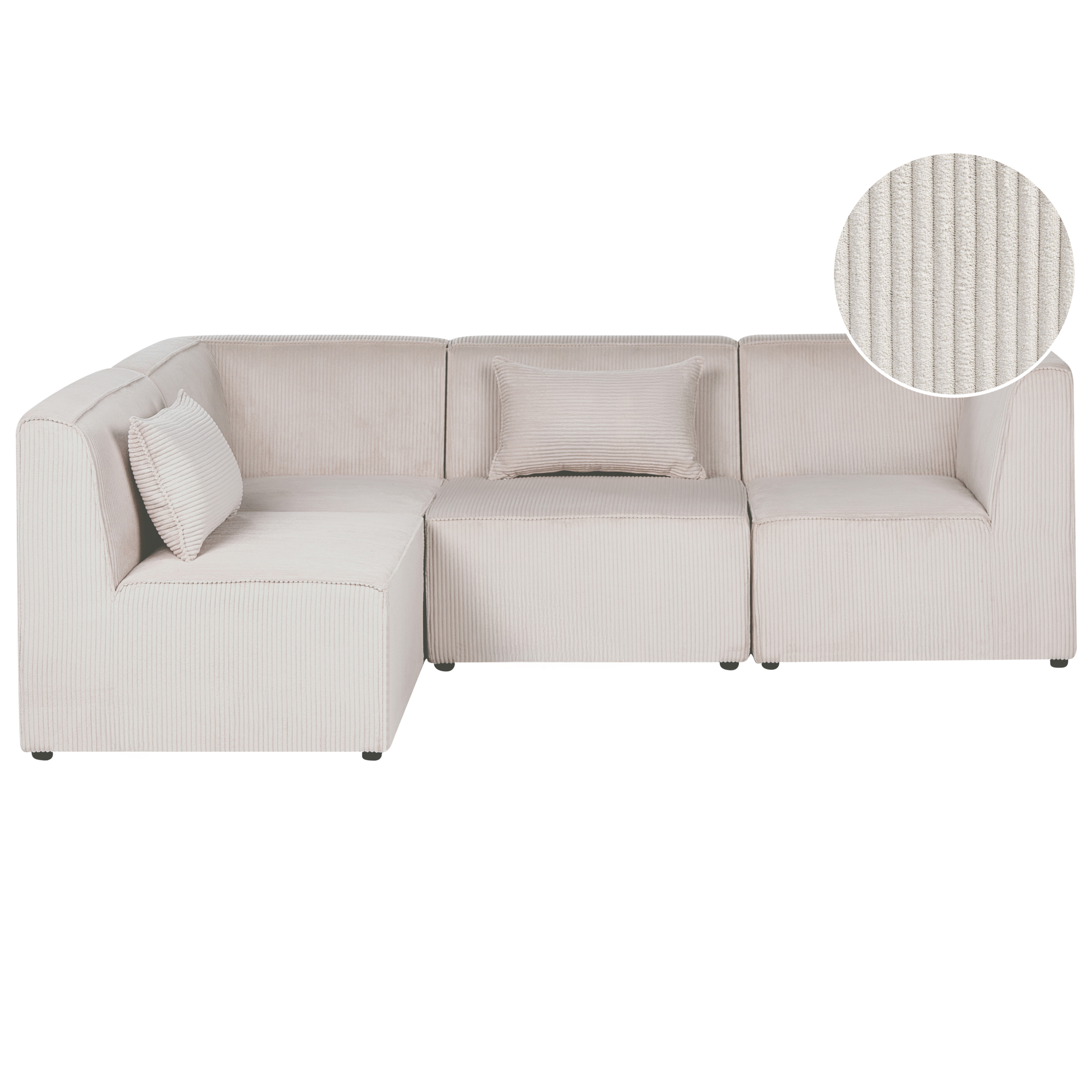 Hjørnesofa modul 4 personers LEMVIG Fløjl Beige Højrevendt