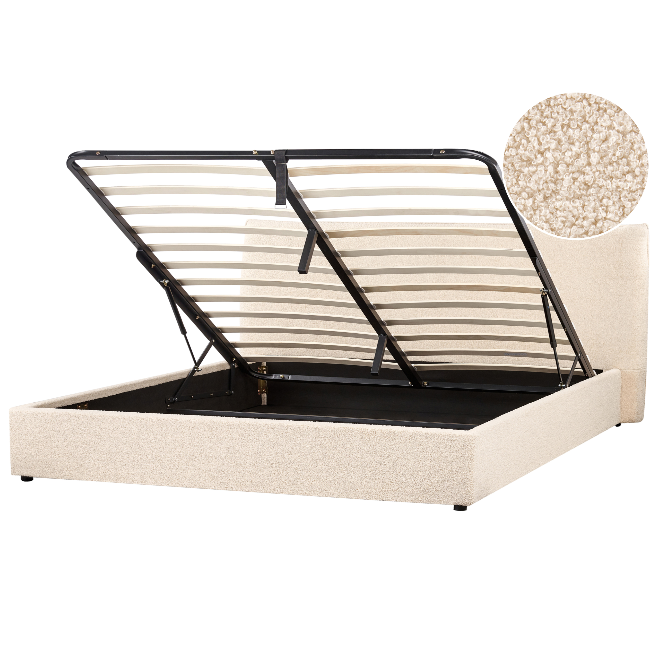Seng med opbevaring LAVAUR Boucle Beige 180 x 200 cm