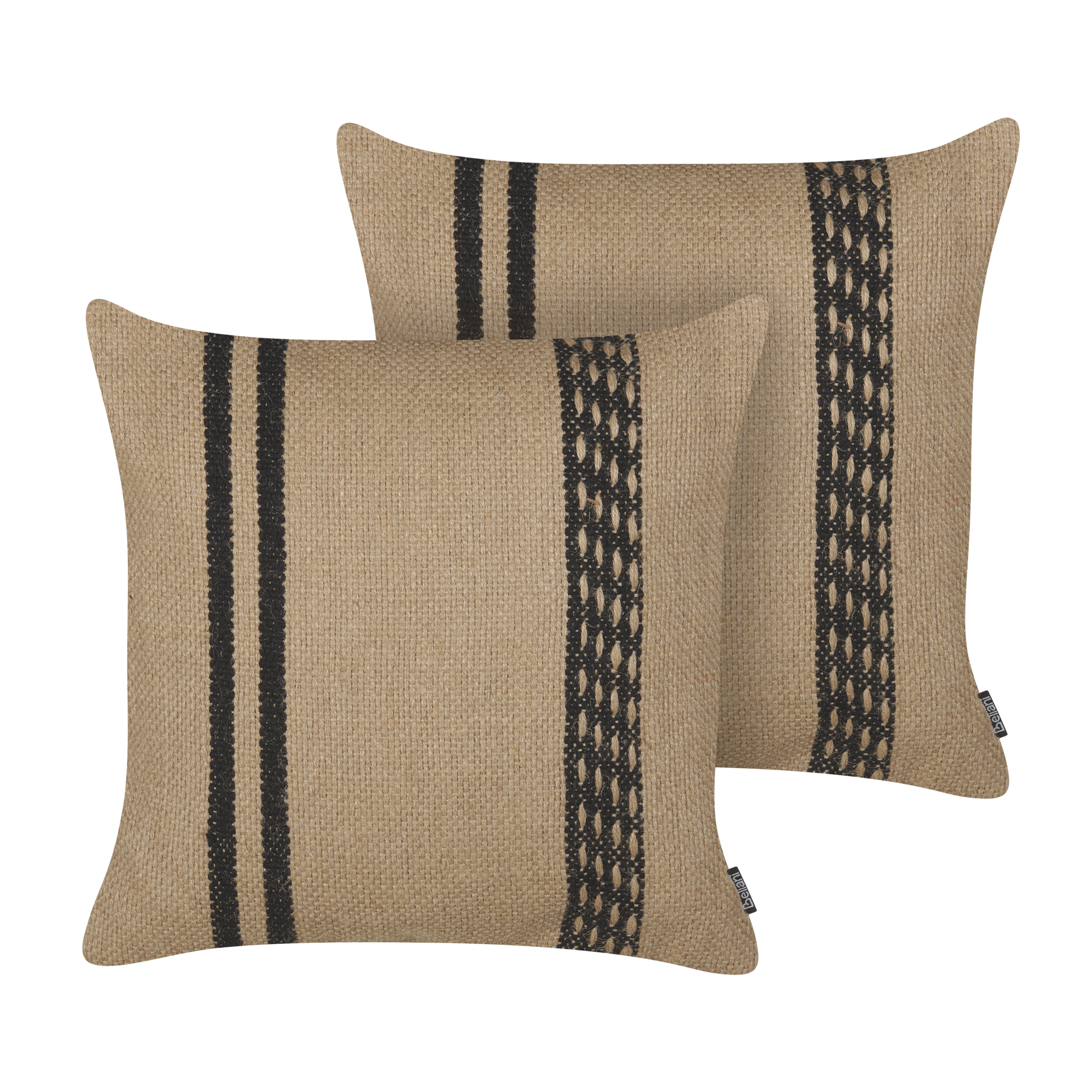 Sæt af 2 pyntepuder DESALIX 45 x 45 cm Jute Beige Stribet mønster