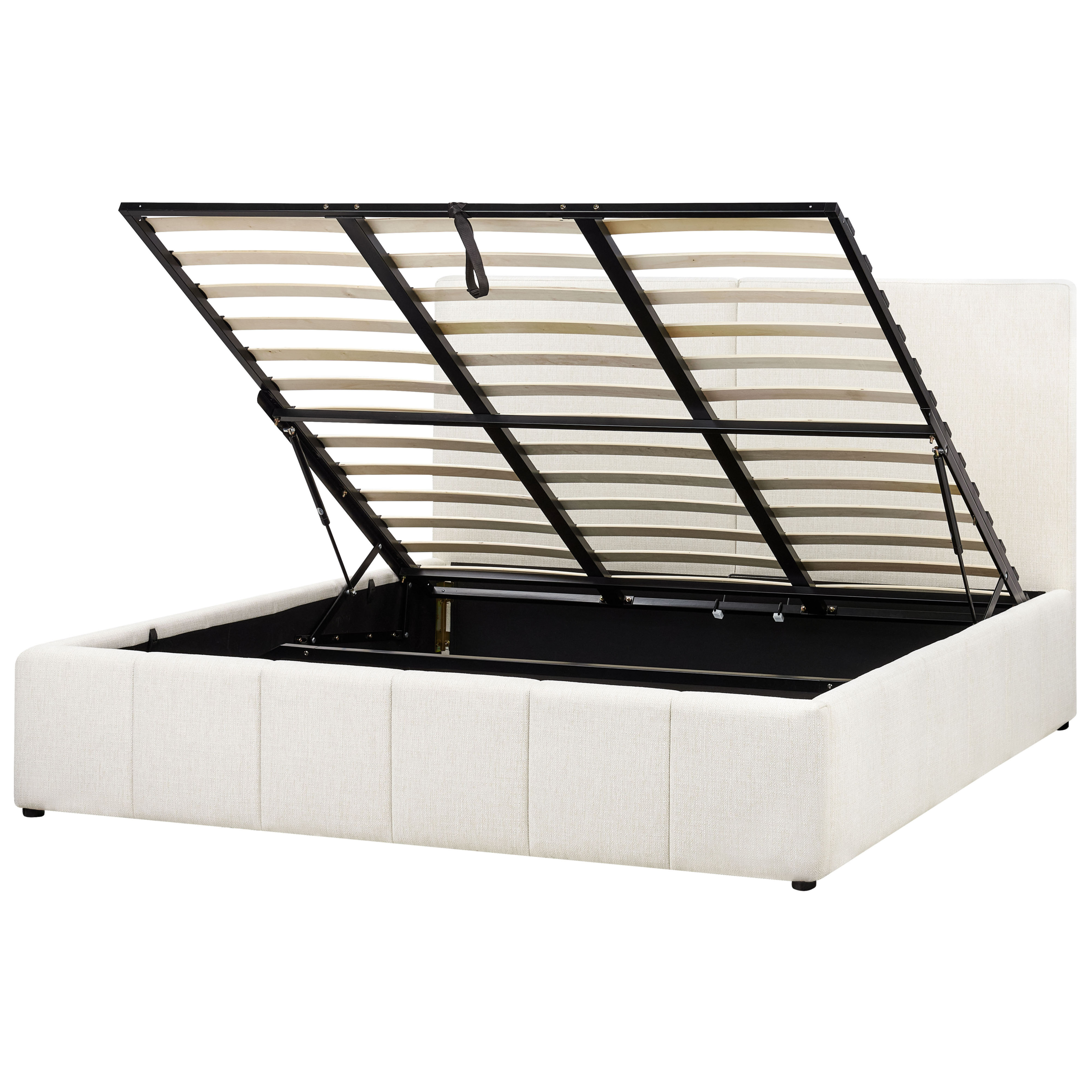 Seng med opbevaring CASTELNAVET Cremehvid 180 x 200 cm