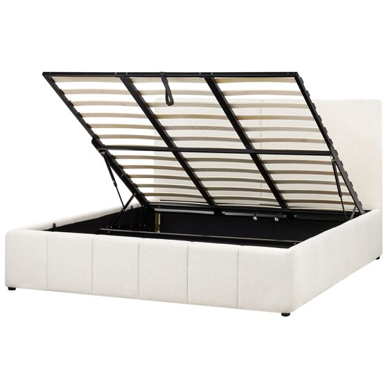 Seng med opbevaring CASTELNAVET Cremehvid 180 x 200 cm