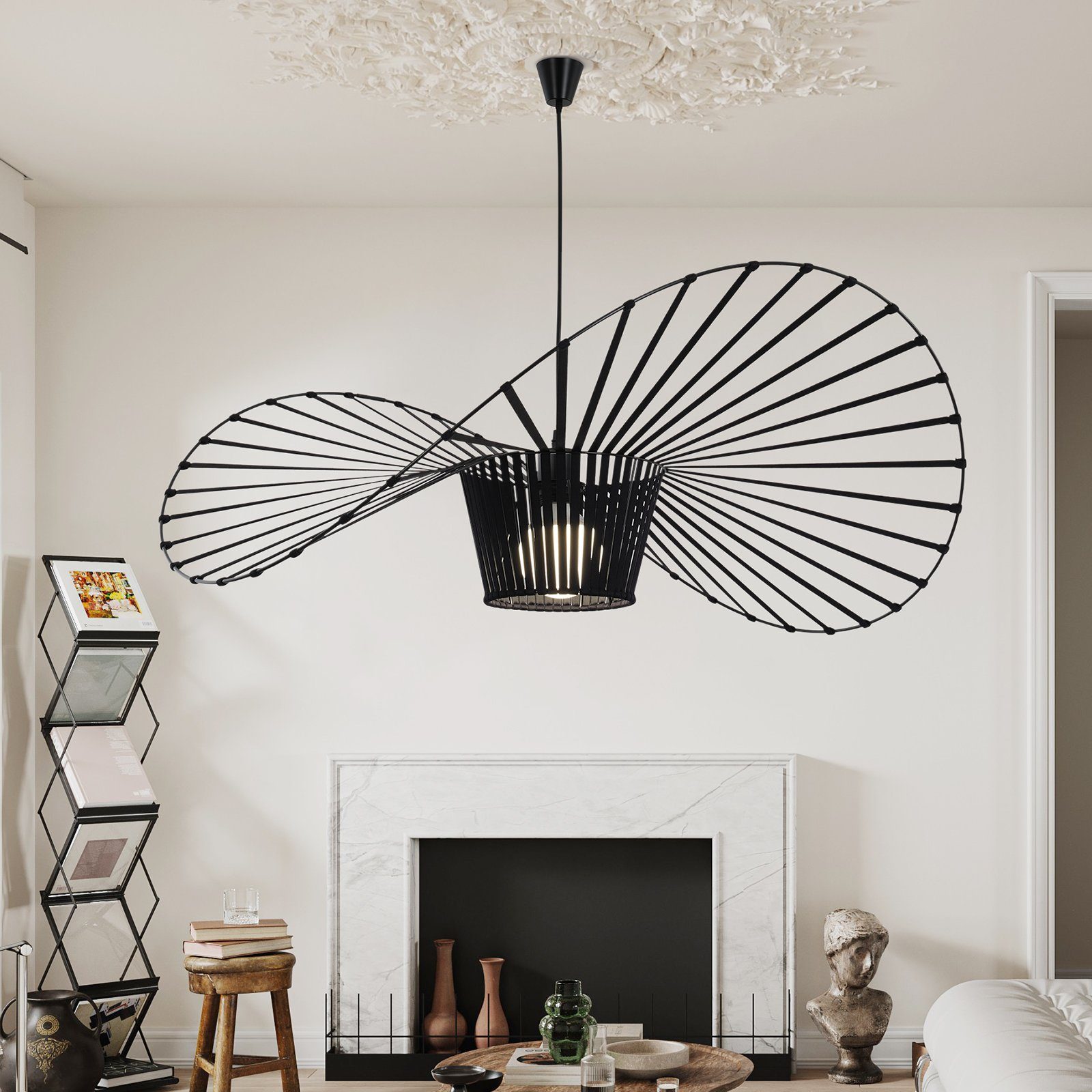 NETTLIFE pendellampe E27, sort moderne, diameter 120 cm polycarbonat hattemønster, maks. 40W, til stue, spisestue, køkken, uden