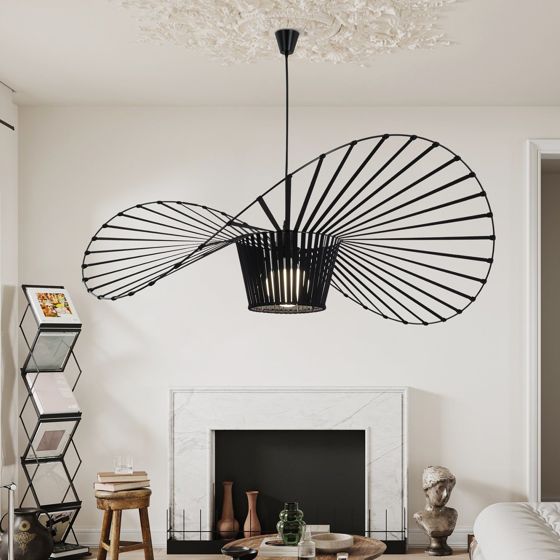 NETTLIFE pendellampe E27, sort moderne, diameter 120 cm polycarbonat hattemønster, maks. 40W, til stue, spisestue, køkken, uden