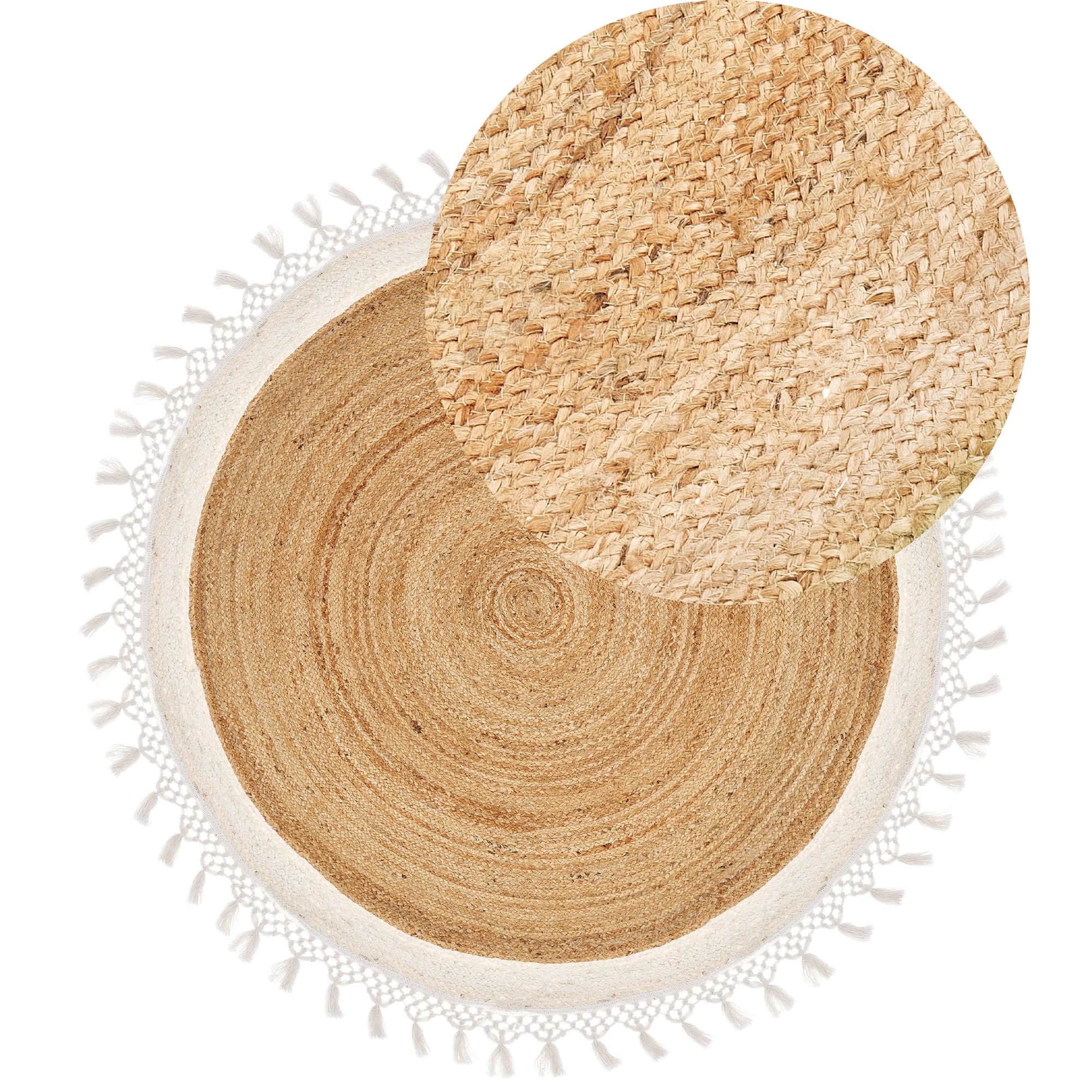 Gulvtæppe MARTS Hvid ø 140 cm Jute